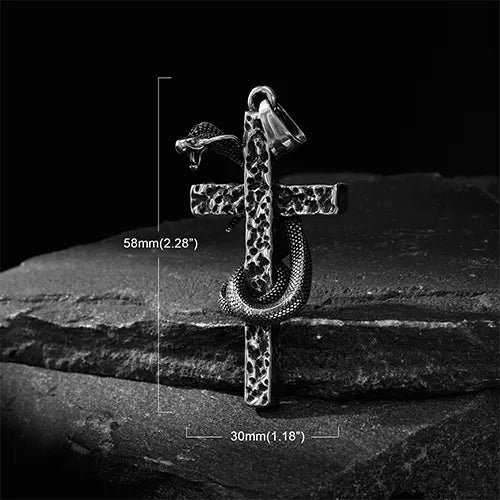 WOLFHA JEWELRY Vintage Cross with Snake Gothic Pendant Black/Silver 3