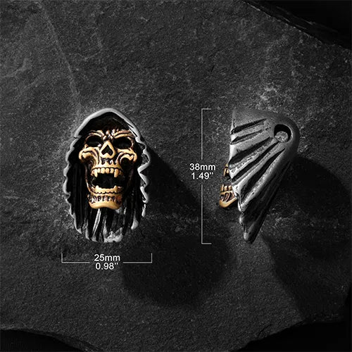 WOLFHA JEWELRY Vintage Gold Skull Stainless Steel Gothic Pendant 3