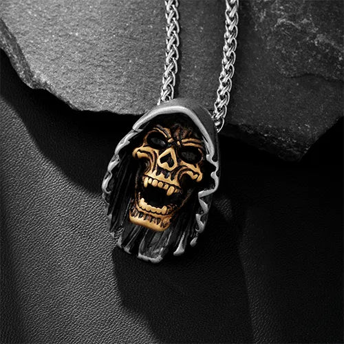 WOLFHA JEWELRY Vintage Gold Skull Stainless Steel Gothic Pendant 5