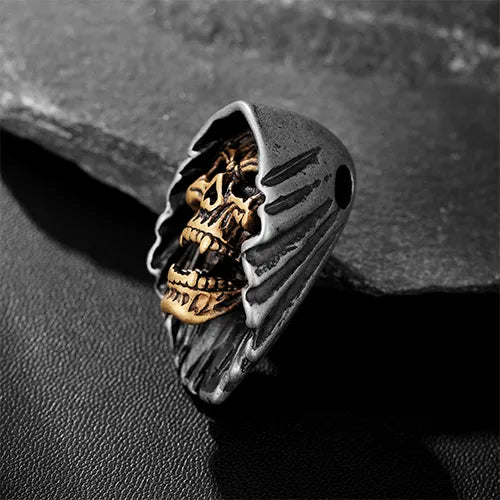 WOLFHA JEWELRY Vintage Gold Skull Stainless Steel Gothic Pendant 7