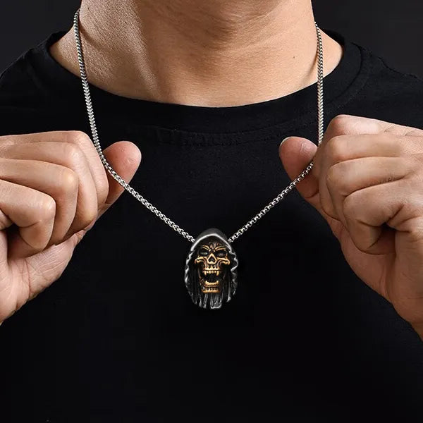 WOLFHA JEWELRY Vintage Gold Skull Stainless Steel Gothic Pendant 8
