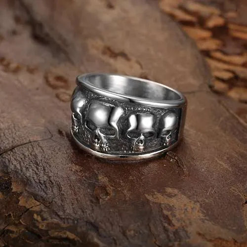 WOLFHA JEWELRY RINGS Vintage Gothic Skull Titanium Steel Ring 4