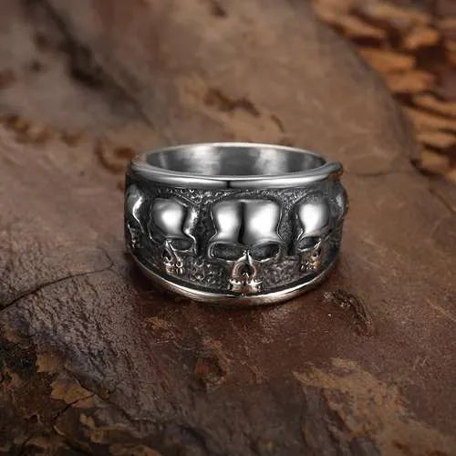 WOLFHA JEWELRY RINGS Vintage Gothic Skull Titanium Steel Ring 5