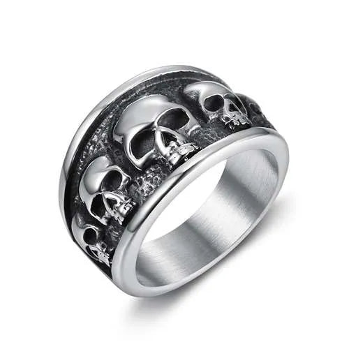 WOLFHA  JEWELRY RINGS Vintage Gothic Skull Titanium Steel Ring 1