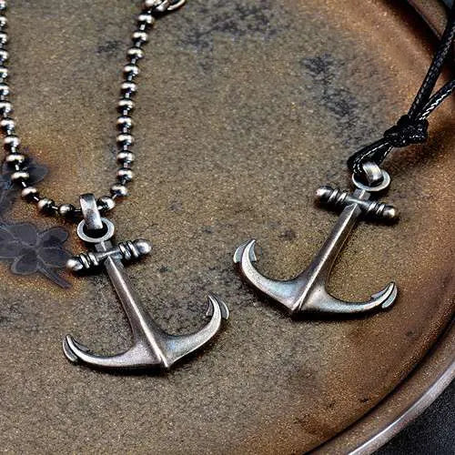 WOLFHA JEWELRY Vintage Handmade Boat Anchor Sterling Silver Necklace Pendant 2