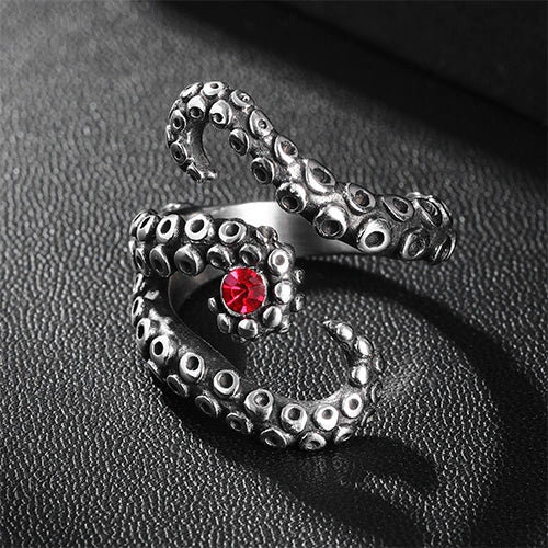 WOLFHA JEWELRY RINGS Vintage Men's Octopus Stainless Steel Ring Silver 2