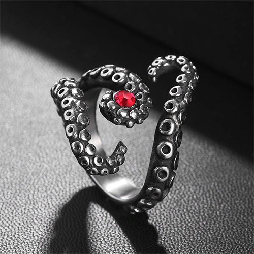 WOLFHA JEWELRY RINGS Vintage Men's Octopus Stainless Steel Ring Silver 1