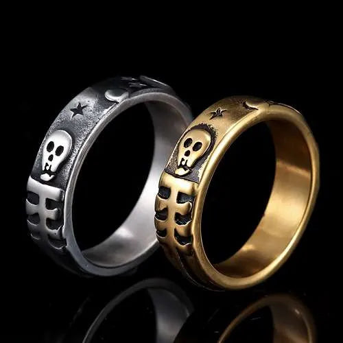 WOLFHA  JEWELRY RINGS Vintage Punk Style Skull Stainless Steel Ring 1