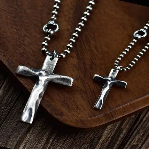 WOLFHA JEWELRY Vintage Simple Cross Sterling Silver Necklace Pendant 2