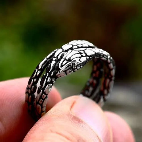 WOLFHA Vintage Snake Stainless Steel Ring 3
