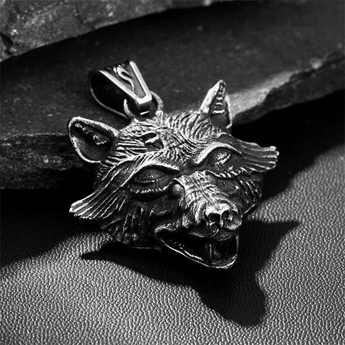 WOLFHA JEWELRY Vintage Stainless Steel Viking Wolf Pendant Sliver 1
