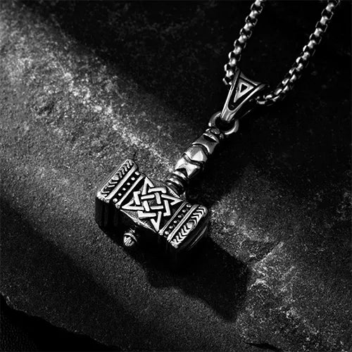 WOLFHA JEWELRY Vintage Thor's Hammer Stainless Steel Viking Pendant 2
