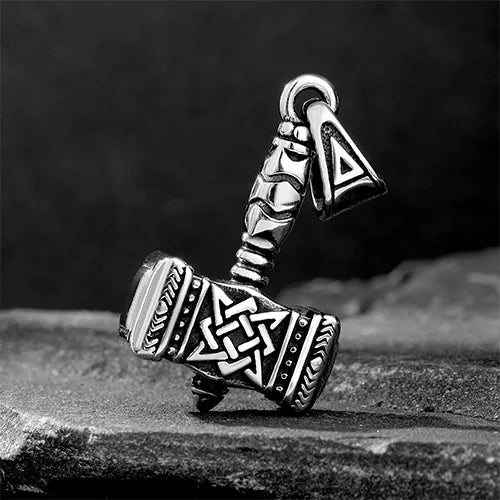 WOLFHA  JEWELRY  Vintage Thor's Hammer Stainless Steel Viking Pendant 1