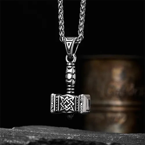 WOLFHA JEWELRY Vintage Thor's Hammer Stainless Steel Viking Pendant 3