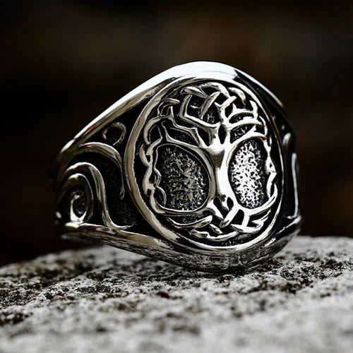WOLFHA JEWELRY Vintage Tree of Life Stainless Steel Ring 1