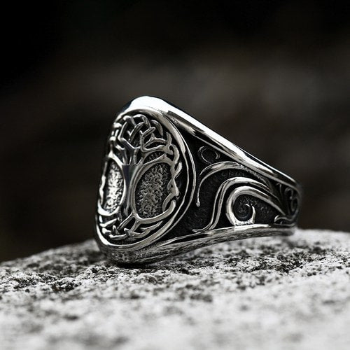 WOLFHA JEWELRY Vintage Tree of Life Stainless Steel Ring 