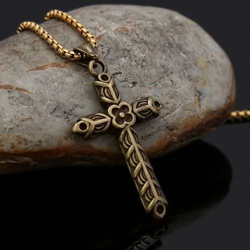 WOLFHA JEWELRY Vintage Viking Athelstan Cross Amulet Stainless Steel Pendant 2