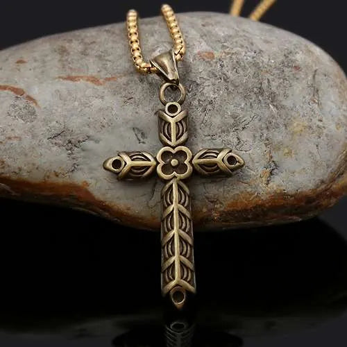 WOLFHA JEWELRY Vintage Viking Athelstan Cross Amulet Stainless Steel Pendant 3