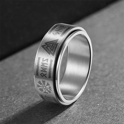 WOLFHA JEWELRY RINGS Vintage Viking Totems Silver Stainless Steel Spin Anxiety Ring Silver 1