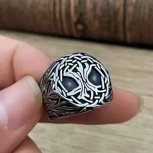 WOLFHA JEWELRY Vintage Viking Tree of Life Stainless Steel Ring 4