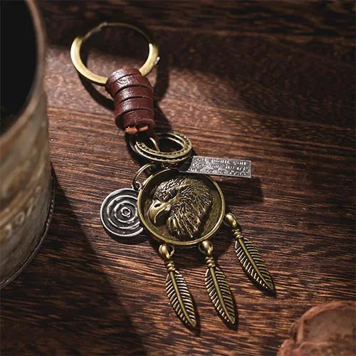 Wolfha Jewelry Eagle Leather Retro Keychain 3