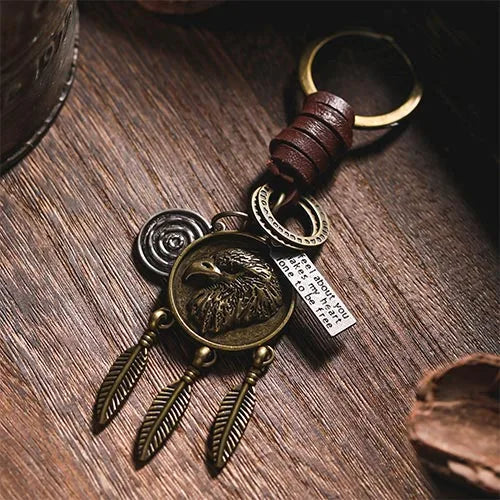 Wolfha Jewelry Eagle Leather Retro Keychain 5