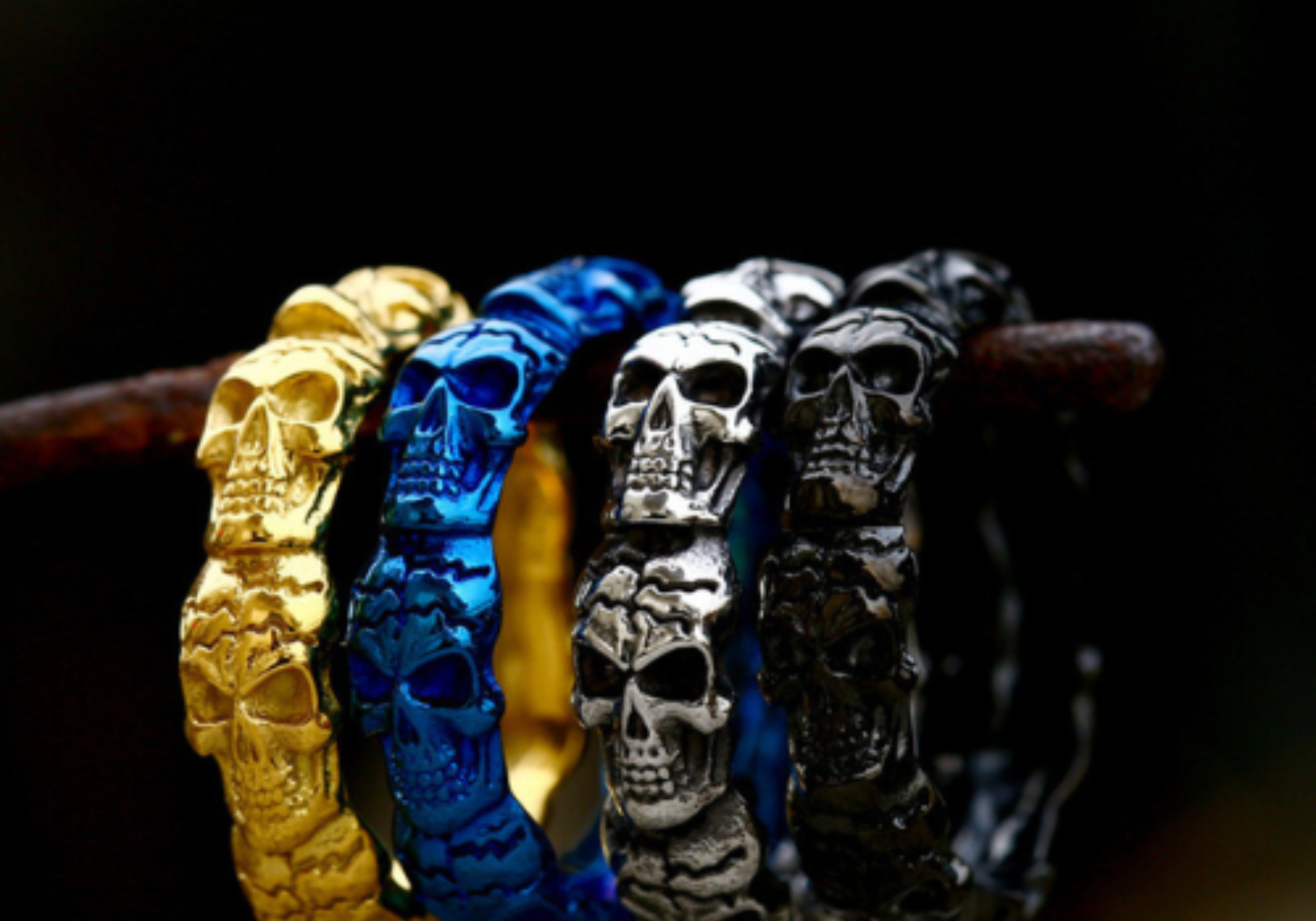 WOLFHA Gothic Stackable Stainless Steel Skull Ring