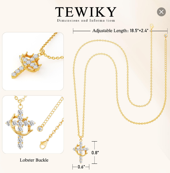 Tewiky Alloy Cross Necklace