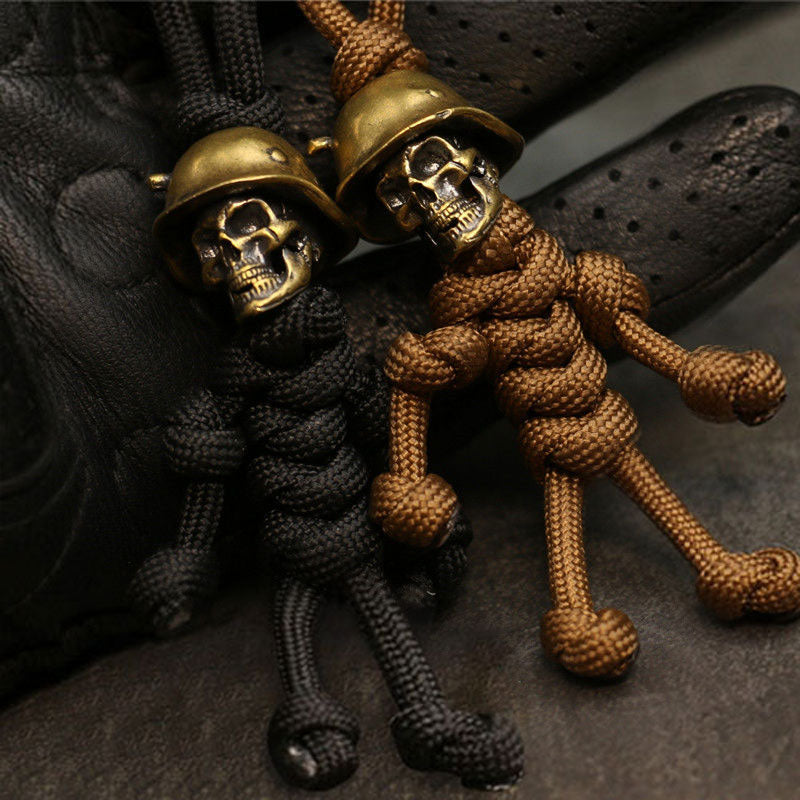 Wolfha_Jewelry_Vintage_Skull_Solider_Braided_Rope_Keychain_Pendant_