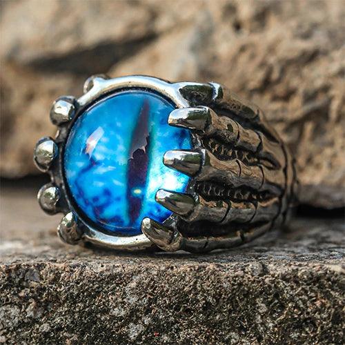 Wolfha Jewelry Blue Evil Eye Vintage Dragon Claw Stainless Steel Ring 5