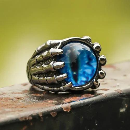 Wolfha Jewelry Blue Evil Eye Vintage Dragon Claw Stainless Steel Ring1