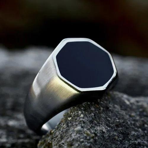 WOLFHA JEWELRY Classic Octagon Stainless Steel Ring 2