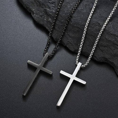 wolfha jewelry pendant necklace cross engraved Inspirational Copywriting Necklace, Black, Silver