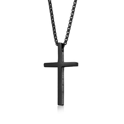 wolfha jewelry pendant necklace cross engraved Inspirational Copywriting Necklace, Black