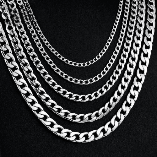 WOLFHA  JEWELRY CHAIN Cuban Link Stainless Steel Chain Sliver  1