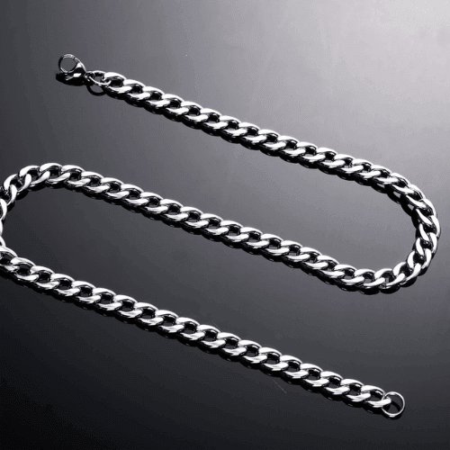 WOLFHA JEWELRY CHAIN Cuban Link Stainless Steel Chain Sliver 3