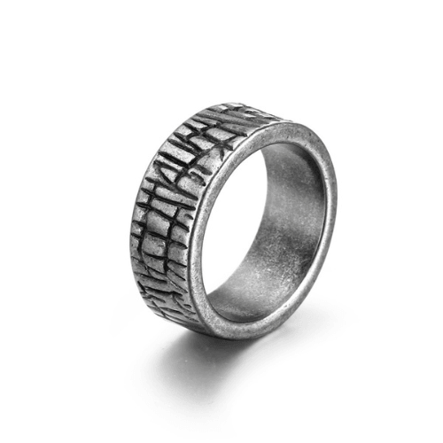 WOLFHA  JEWELRY RINGS  Engraving Irregular Stripes Stainless Steel Rings Silver 1