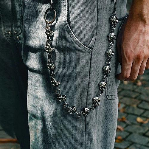 Punk Skull Pants Chain Keychain Wallet Chain Gothic Biker Fashion  Accessories-Wolfha
