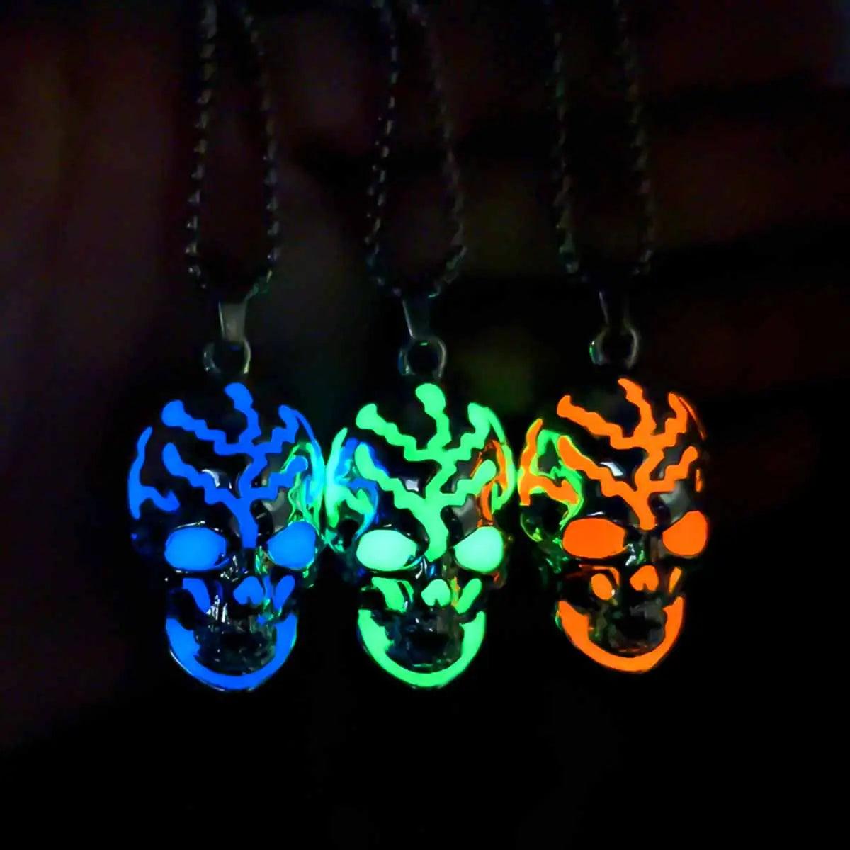 Wolfha Jewelry Glowing  Evil Skull Mask Pendant Necklace 1
