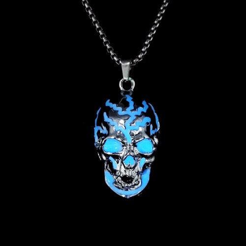 Wolfha Jewelry Glowing Evil Skull Mask Pendant Necklace 3