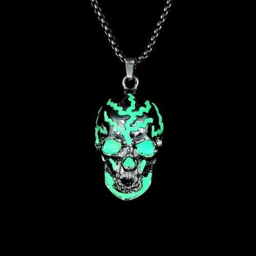 Wolfha Jewelry Glowing Evil Skull Mask Pendant Necklace 4