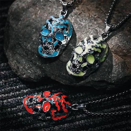 Wolfha Jewelry Glowing Evil Skull Mask Pendant Necklace 5
