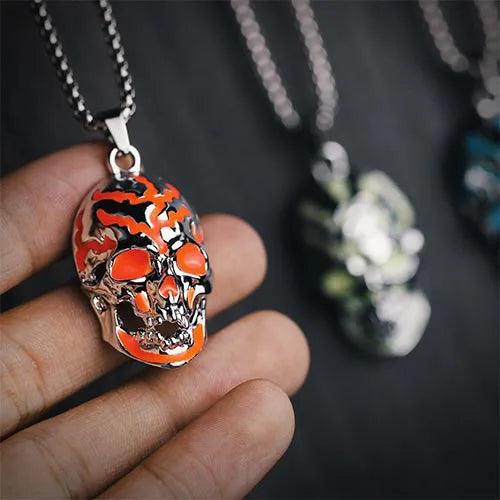 Wolfha Jewelry Glowing Evil Skull Mask Pendant Necklace 7