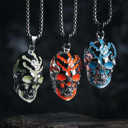 Wolfha Jewelry Glowing Evil Skull Mask Pendant Necklace 6