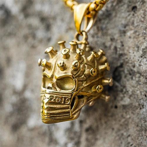 Wolfha Jewelry Gold Gothic Crown Virus Skull Stainless Steel Pendant 3