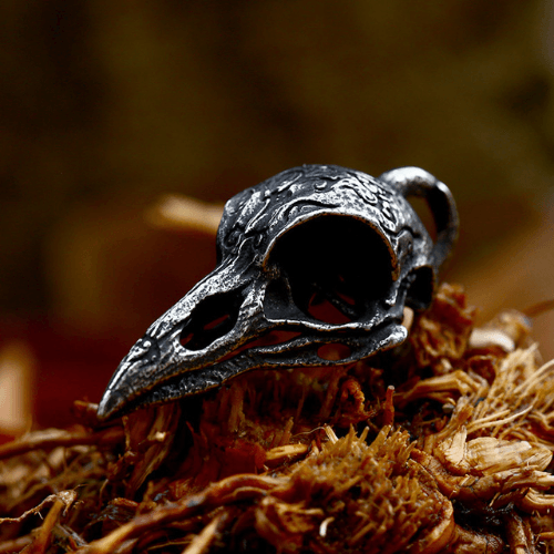 WOLFHA JEWELRY PENDANT Gothic Carved Raven Stainless Steel Pendant Black 2