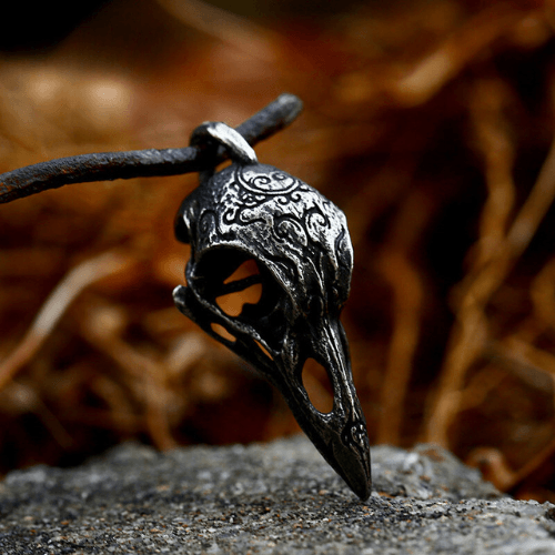 WOLFHA JEWELRY PENDANT Gothic Carved Raven Stainless Steel Pendant Black 4