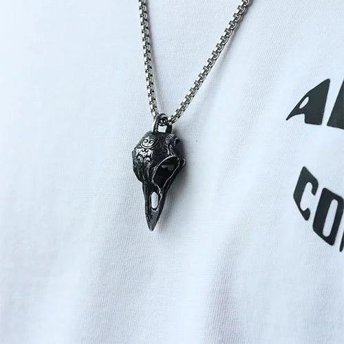 WOLFHA JEWELRY PENDANT Gothic Carved Raven Stainless Steel Pendant Black 6