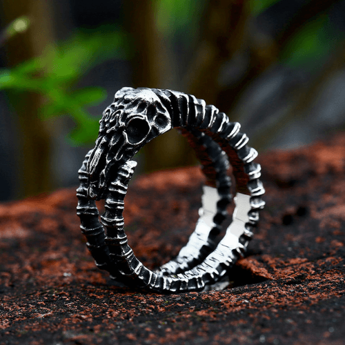 Wolfha Jewelry Gothic Goat Skull Horn Stainless Steel Ring 2
