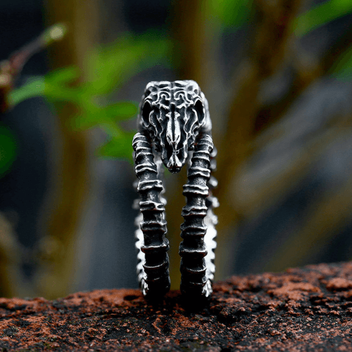 Sterling Silver Double Snake Head Gothic Ring